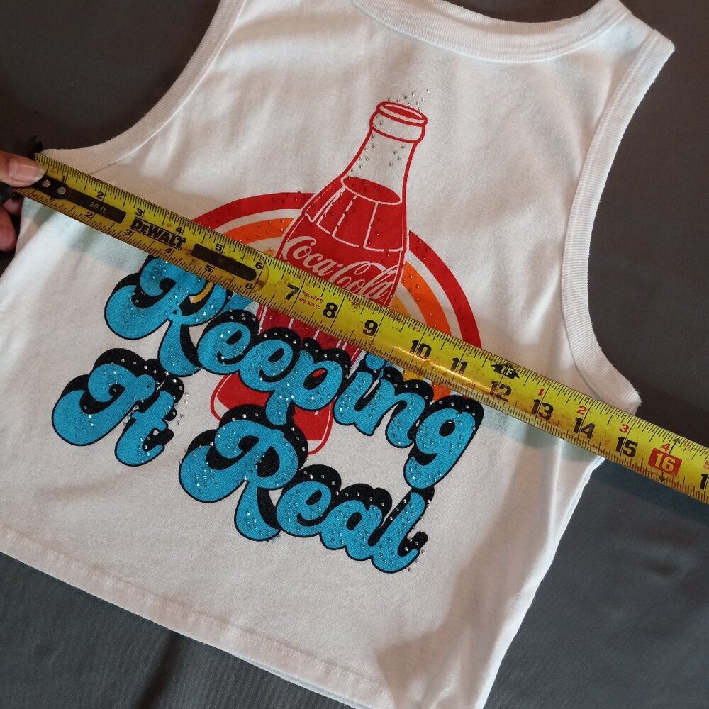 Coca-Cola Retro Rainbow Graphic Cropped Tank Top Sleeveless Medium - Picture 5 of 6